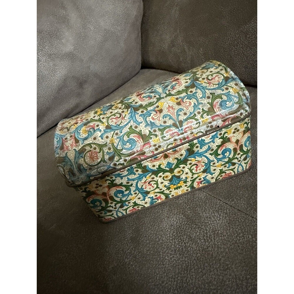 Vintage Floral Fabric Covered Decorative Storage Box – Hinged Lid